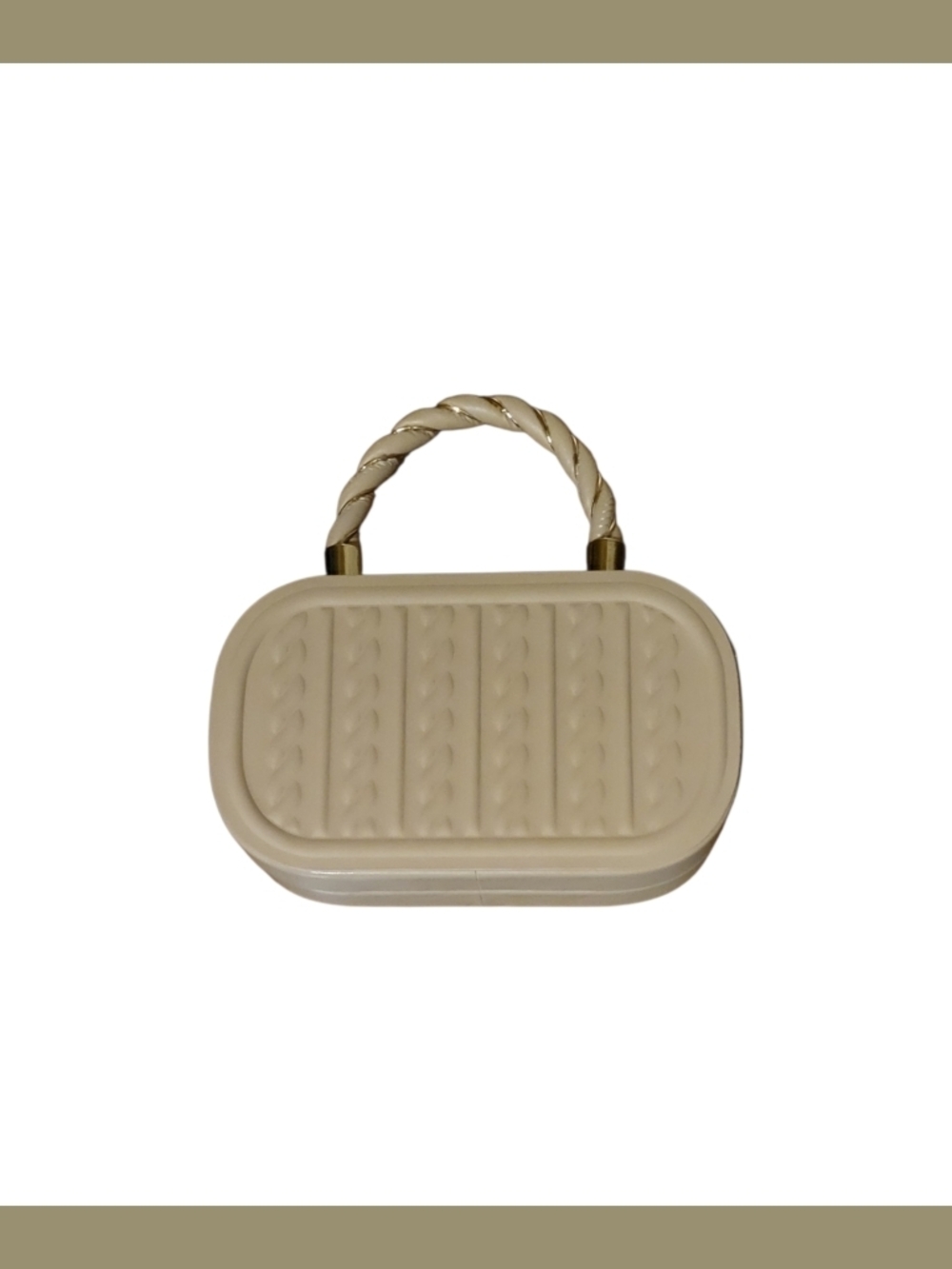 Cream Braided-Handle Mini Handbag